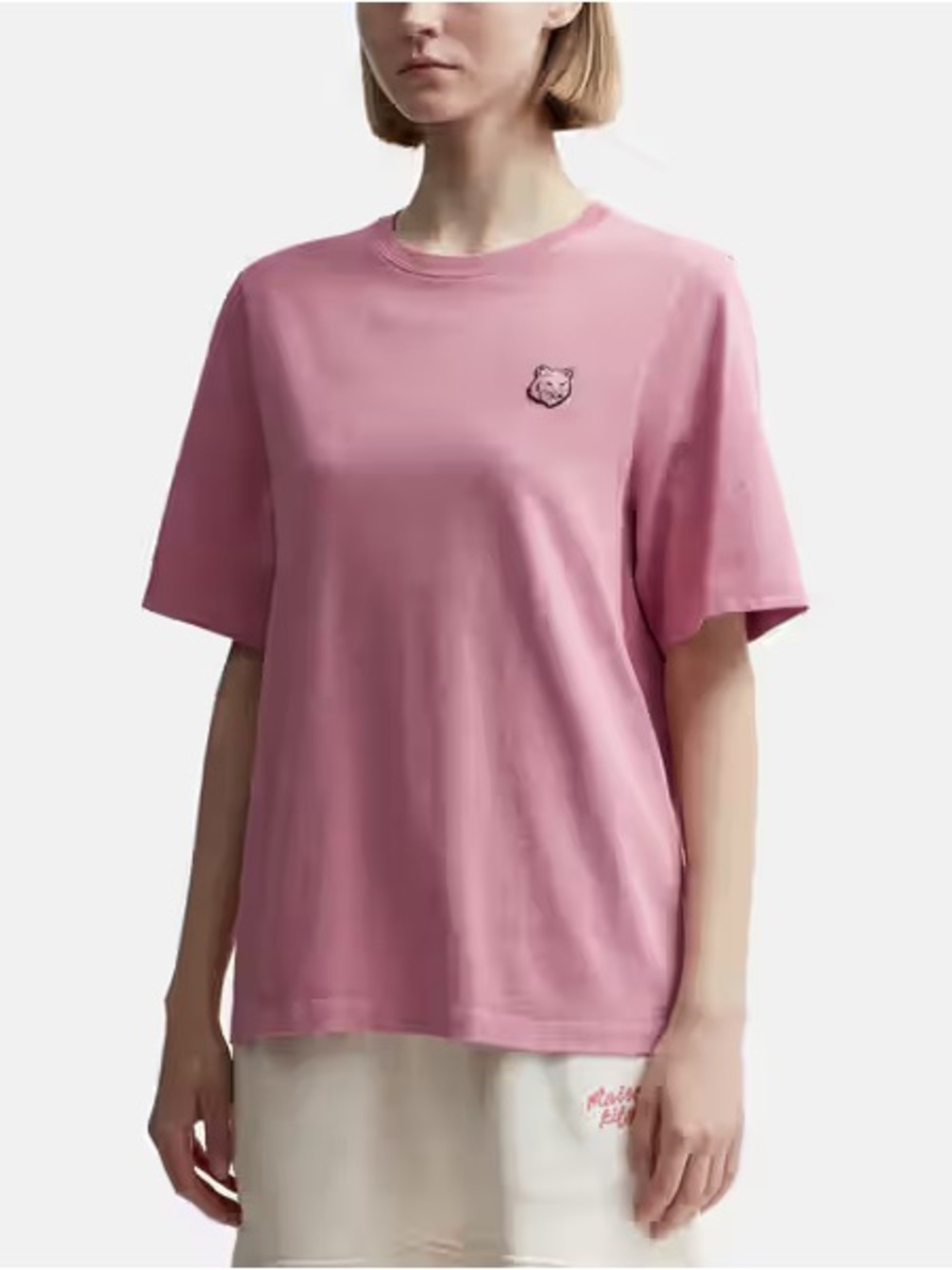 MAISON KITSUNE Pink Fox Patch Crewneck Tee